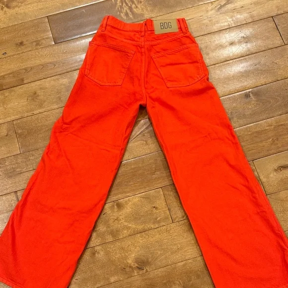 Bright Orange Wide-Leg Jeans - Picture 2 of 5